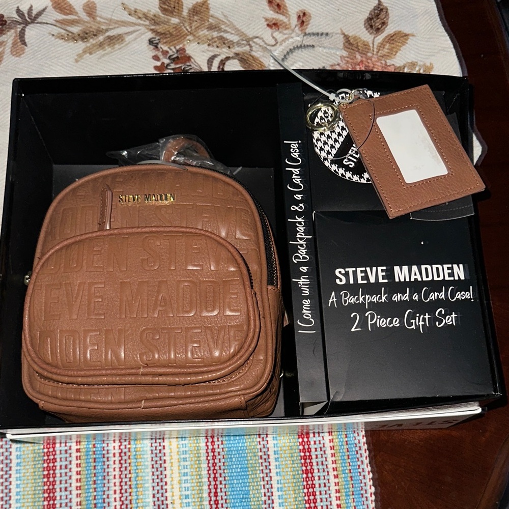 Steve Madden brown Backpack and Card Case Set